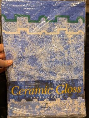 New‎ Old Stock Ceramic Gloss Blue Patterned Tablecloth NIP